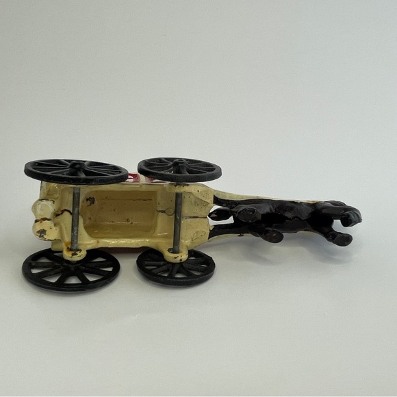 Vintage Cast Iron Horse Drawn Ice Delivery Carriage Wagon, Toy 7"L x 3"H - Picture 6 of 11